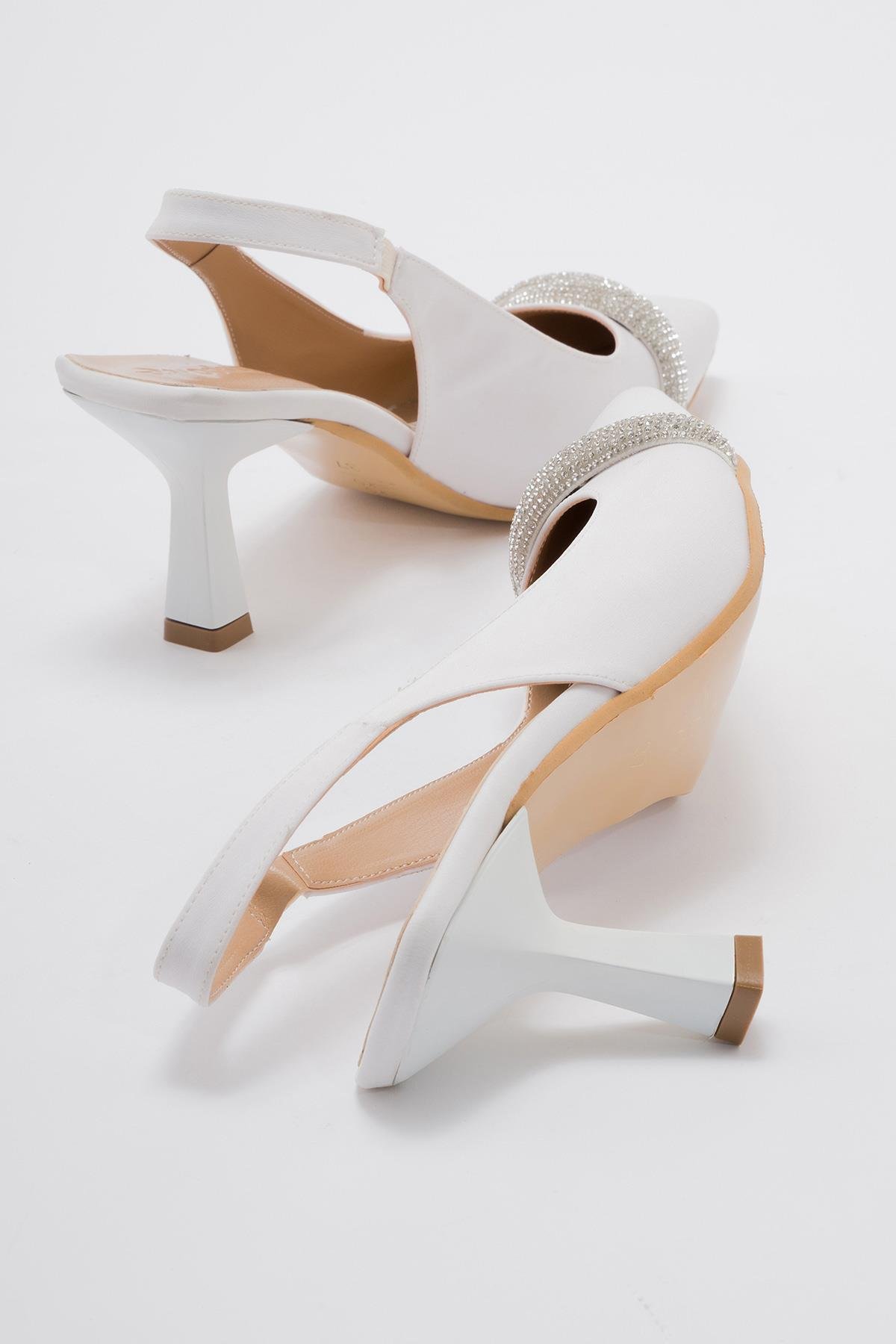 Kadın Taşlı Topuklu Ayakkabı BEYAZ ZRA - Görsel 5