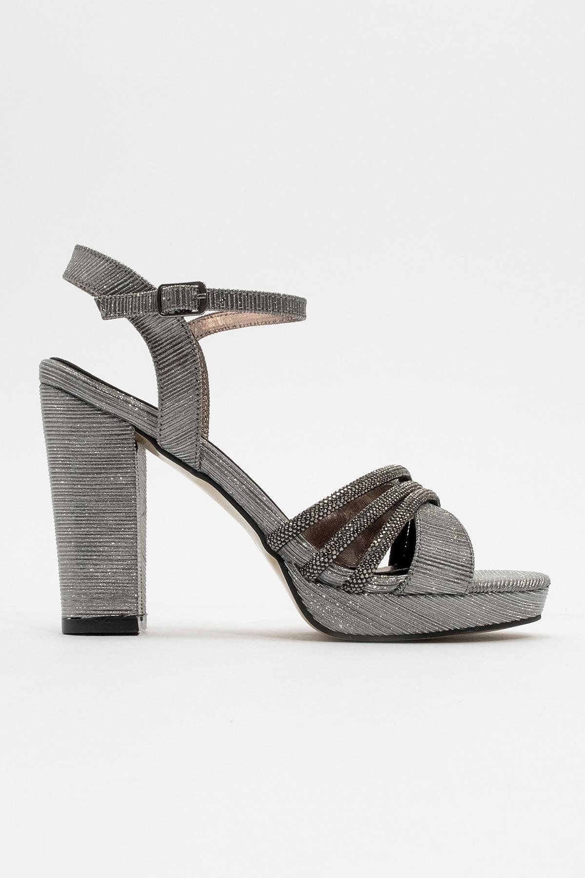 Kadıın Topuklu Sandalet PLATİN SİM - Görsel 3