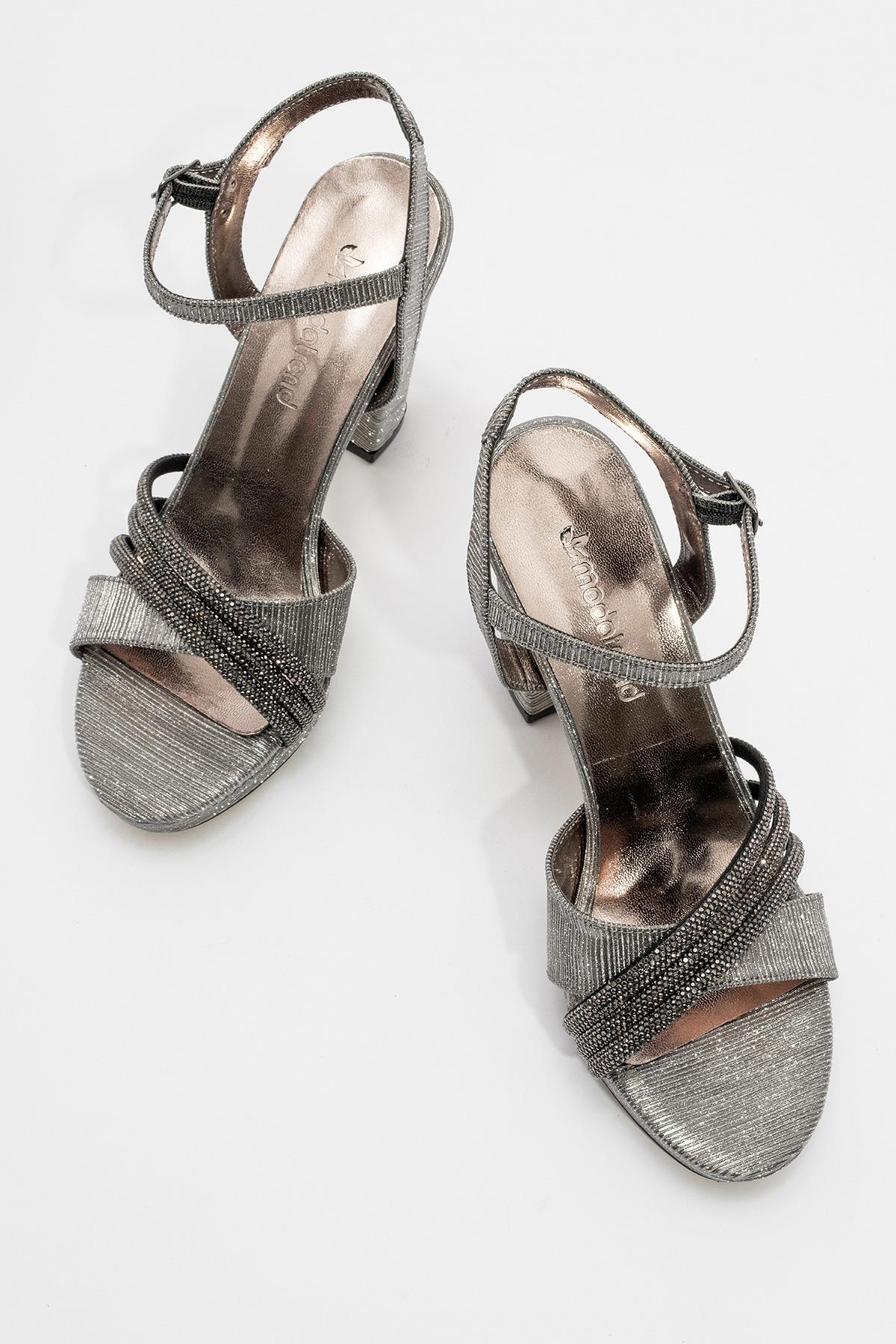 Kadıın Topuklu Sandalet PLATİN SİM - Görsel 4