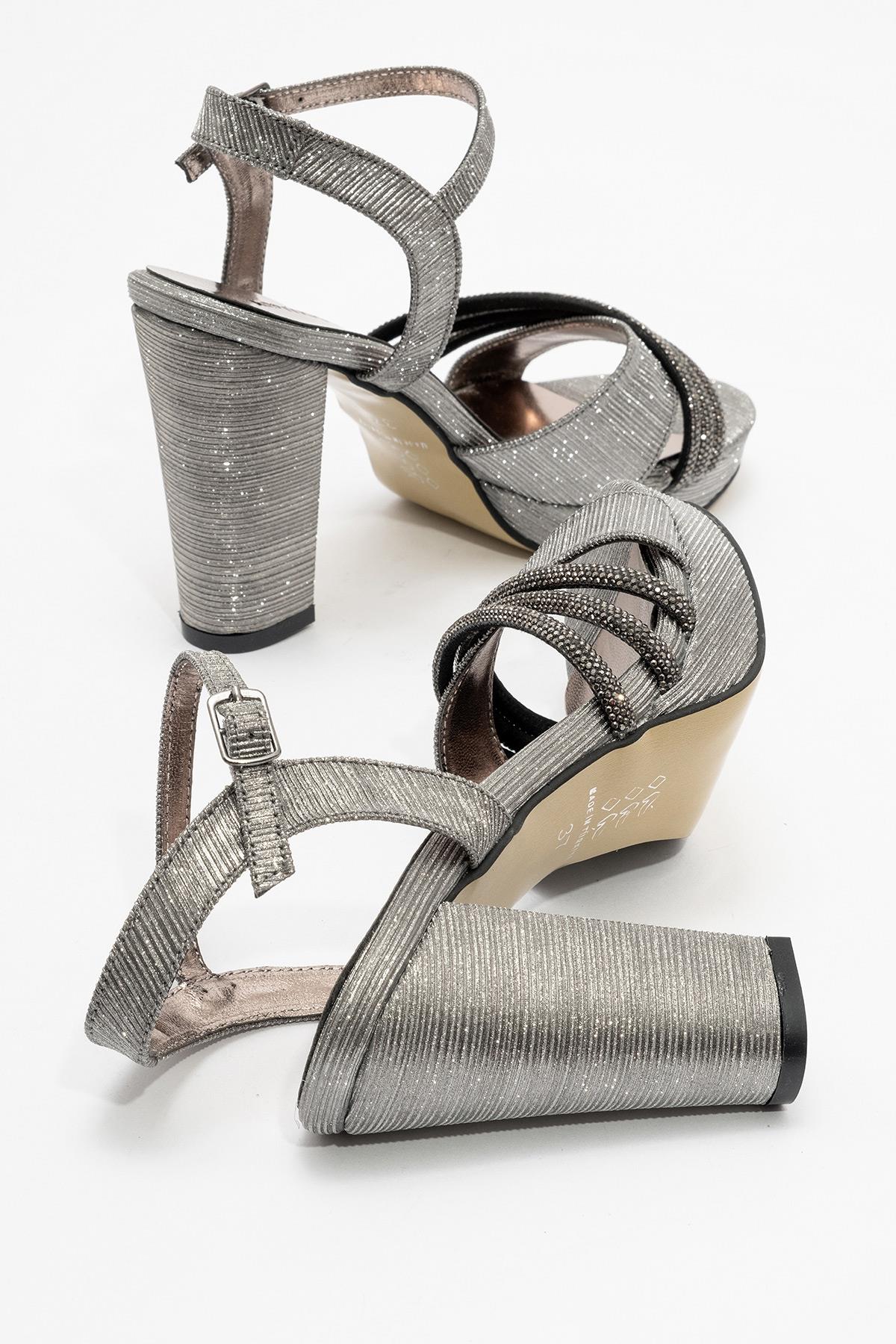 Kadıın Topuklu Sandalet PLATİN SİM - Görsel 5