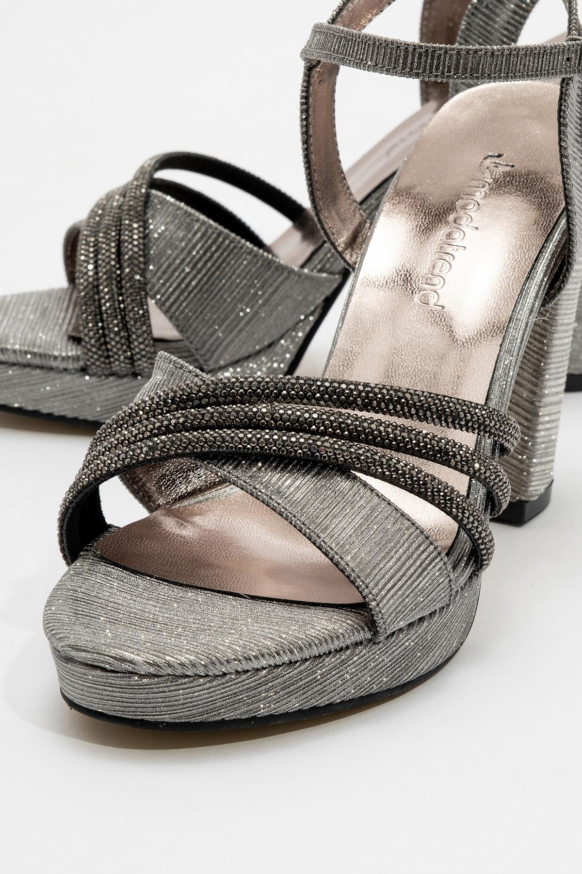 Kadıın Topuklu Sandalet PLATİN SİM - Görsel 6