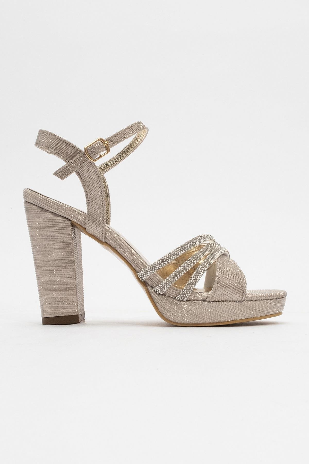Kadıın Topuklu Sandalet ALTIN SİM - Görsel 3