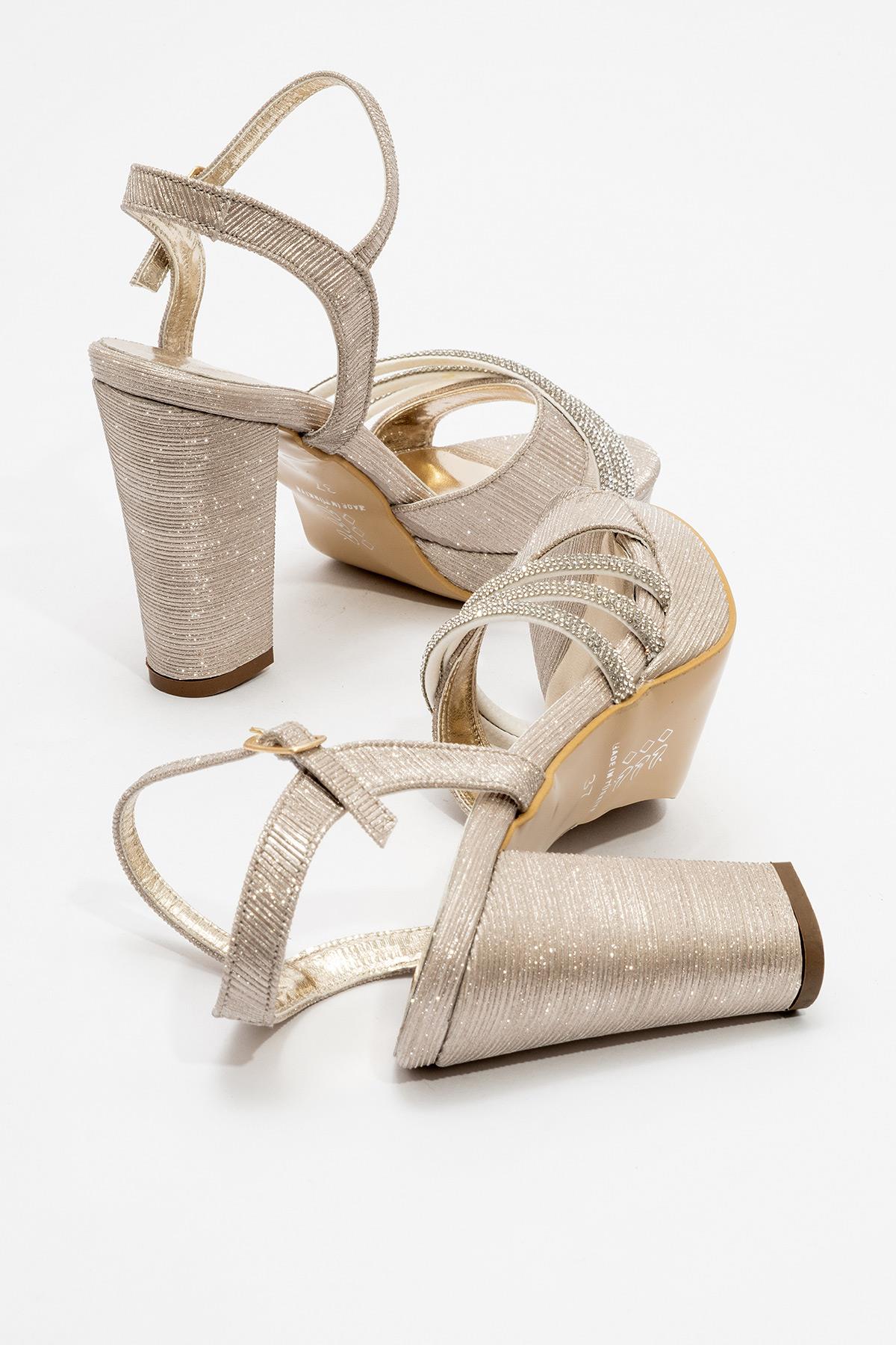 Kadıın Topuklu Sandalet ALTIN SİM - Görsel 5