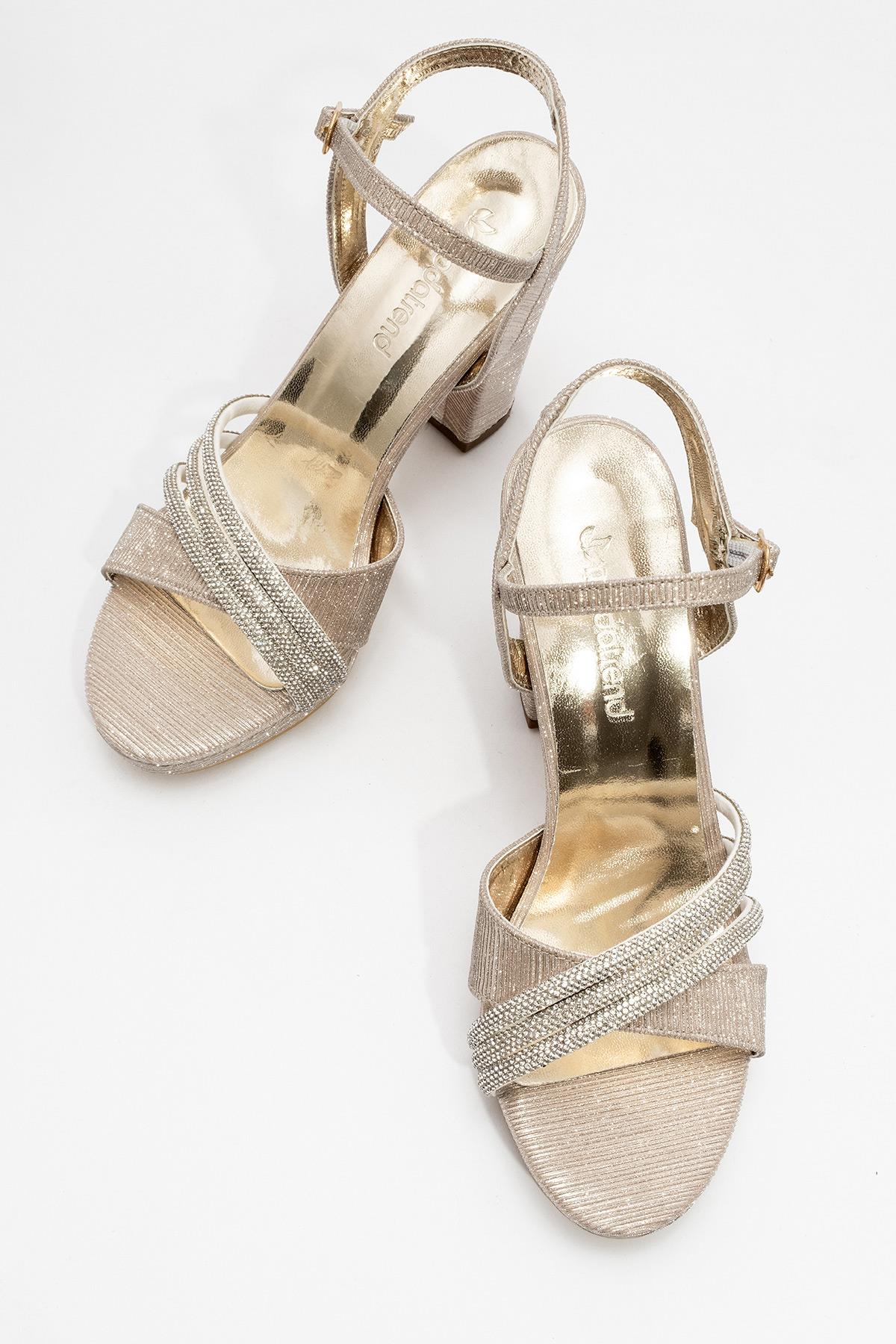 Kadıın Topuklu Sandalet ALTIN SİM - Görsel 6