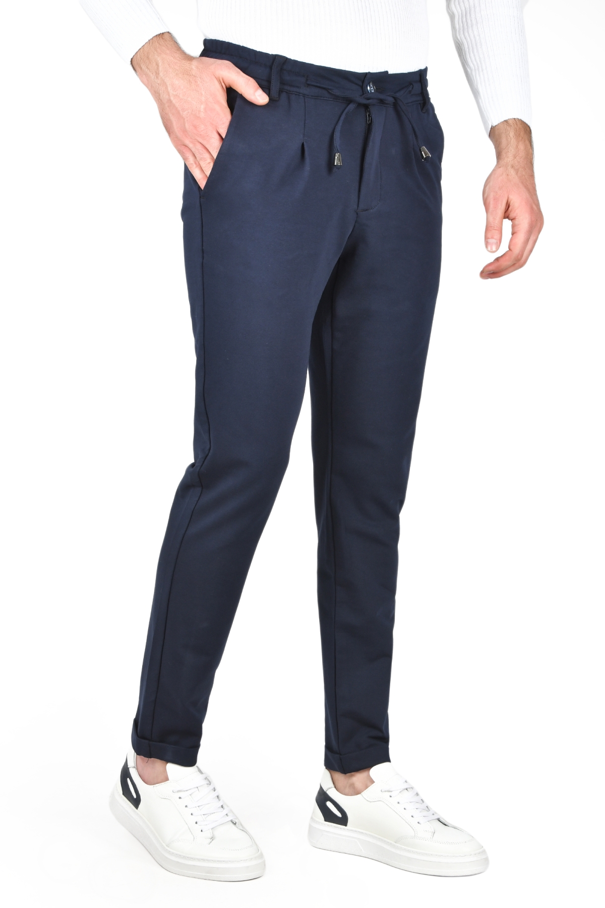 パンツ deepweb depth (deep sea) sweat pants DeepSEA Erkek Lacivert Beli Lastikli Slim Fit Likralı Duble Paça