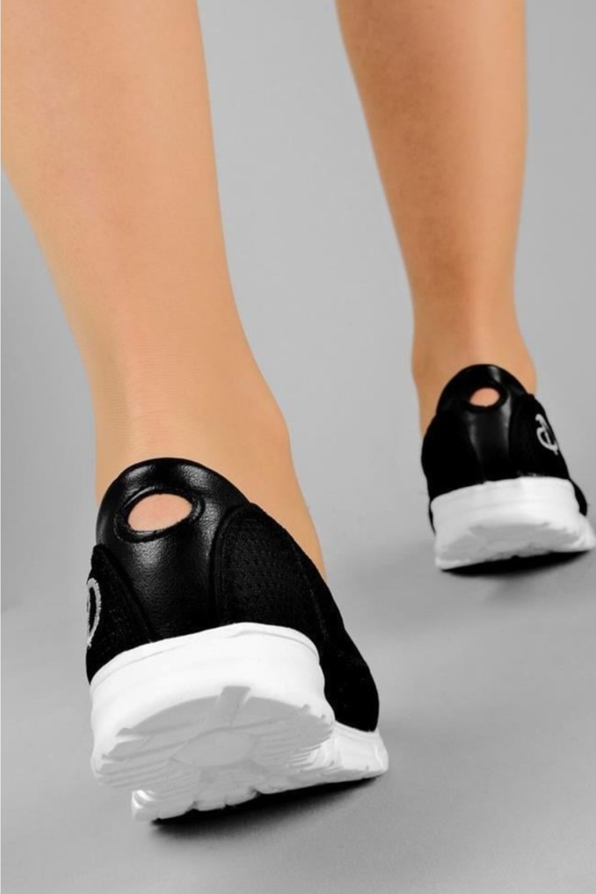 801-24 Triko Konforlu Esnek Kadın Sneaker Siyah Beyaz - Görsel 4