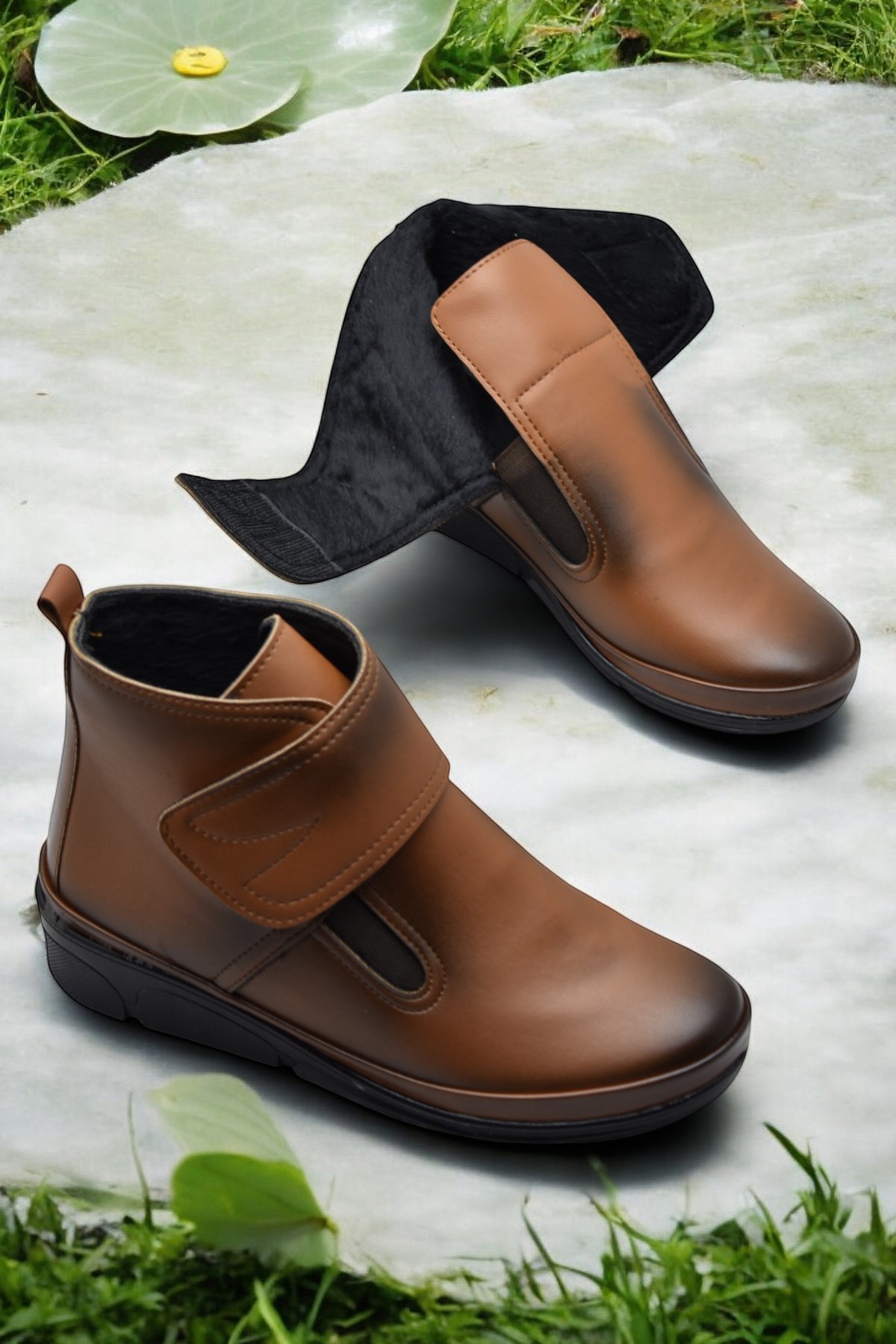 140 Ortopedik Taban Cırtlı Siyah Anne Botu Kadın Bot Postal Çizme - Görsel 3