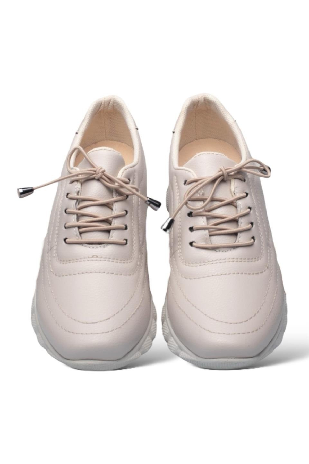 Kadın Günlük Rahat Comfort Taban Spor Sneaker Ayakkabı BEJ - Görsel 4