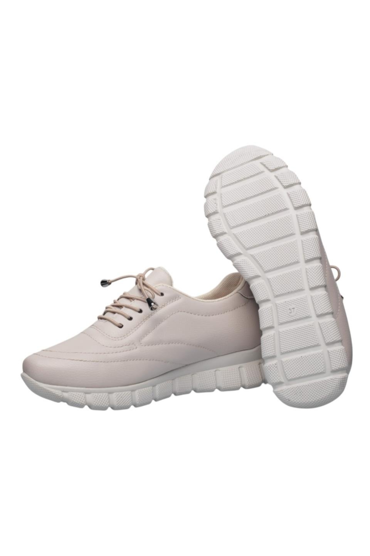 Kadın Günlük Rahat Comfort Taban Spor Sneaker Ayakkabı BEJ - Görsel 5