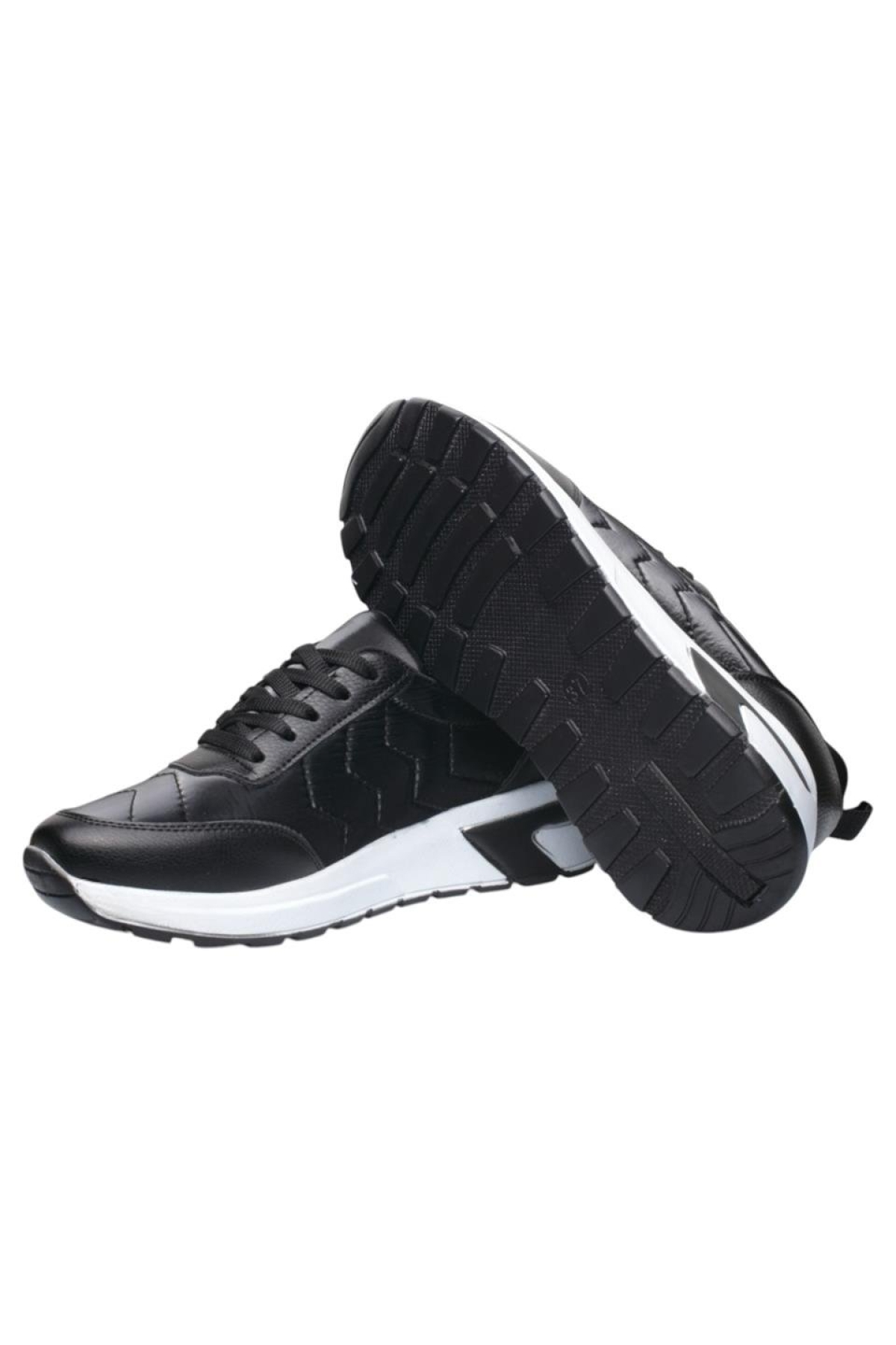 Kadın Günlük Rahat Comfort Taban Parlak Spor Sneaker Ayakkabı SİYAH - BEYAZ - Görsel 6