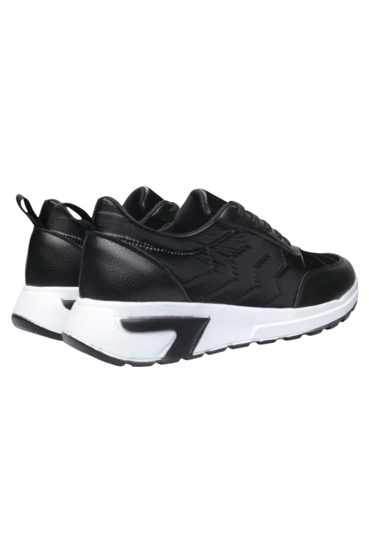 Kadın Günlük Rahat Comfort Taban Parlak Spor Sneaker Ayakkabı SİYAH - BEYAZ - Görsel 7