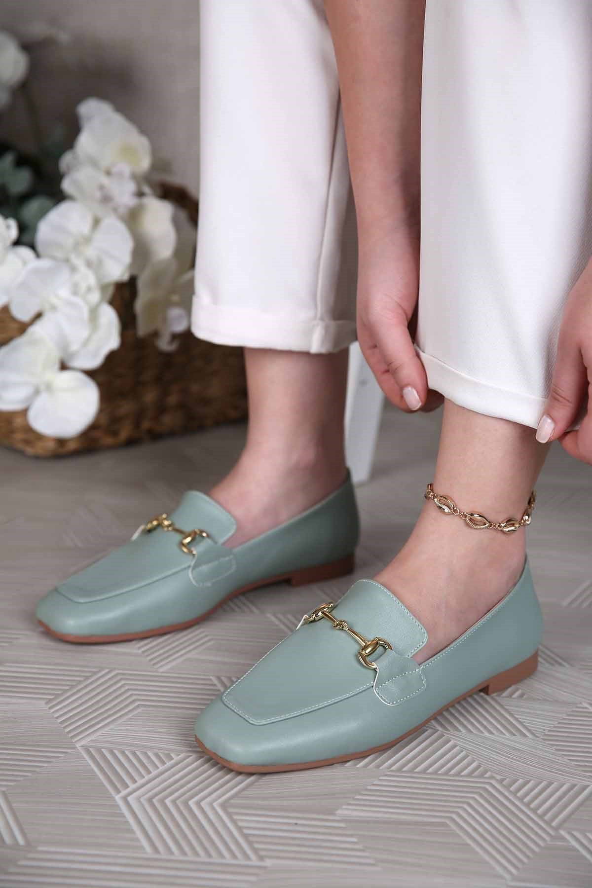 Kadın Tokalı Babet MİNT CİLT - Görsel 2