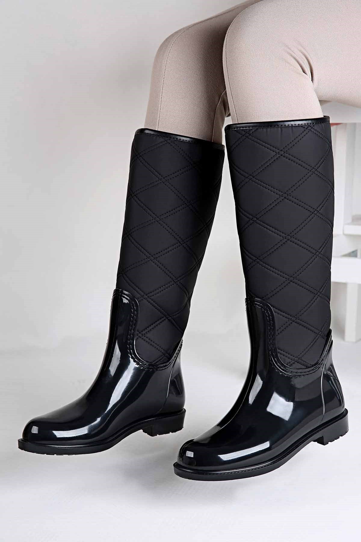 Kadın Kapitoneli Yağmur Çizmesi SİYAH - Görsel 2
