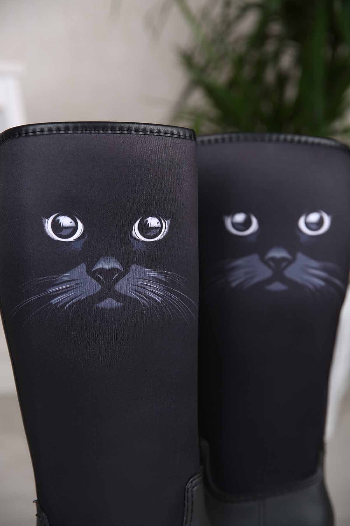 Bayan Kedili Yağmur Çizmesi SİYAH - Görsel 6