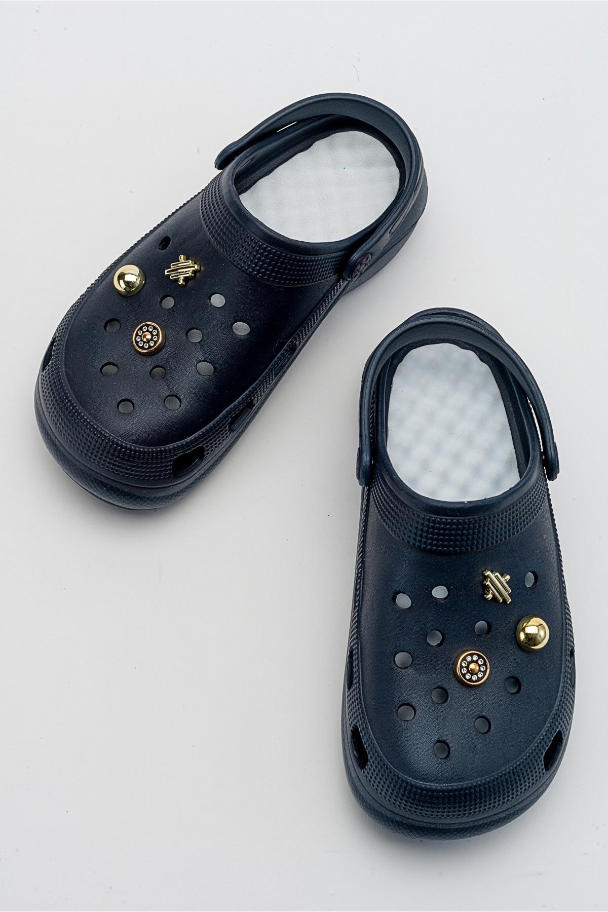 Aksesuarlı Kalın Taban Kadın Sabo Terlik LACİVERT - Görsel 6