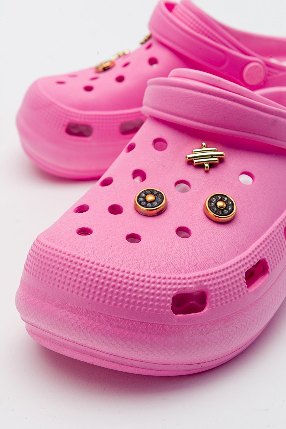 Aksesuarlı Kalın Taban Kadın Sabo Terlik PEMBE - Görsel 4