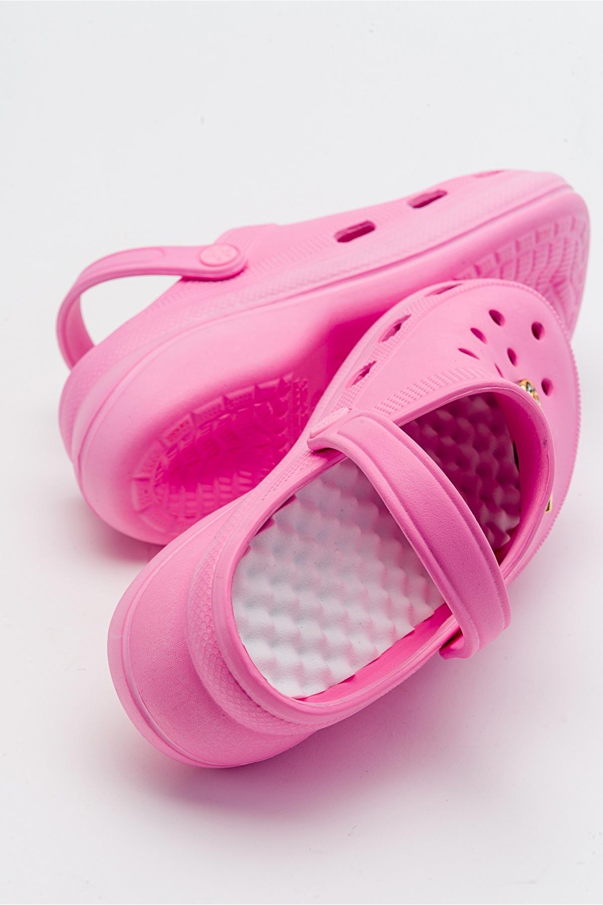 Aksesuarlı Kalın Taban Kadın Sabo Terlik PEMBE - Görsel 5