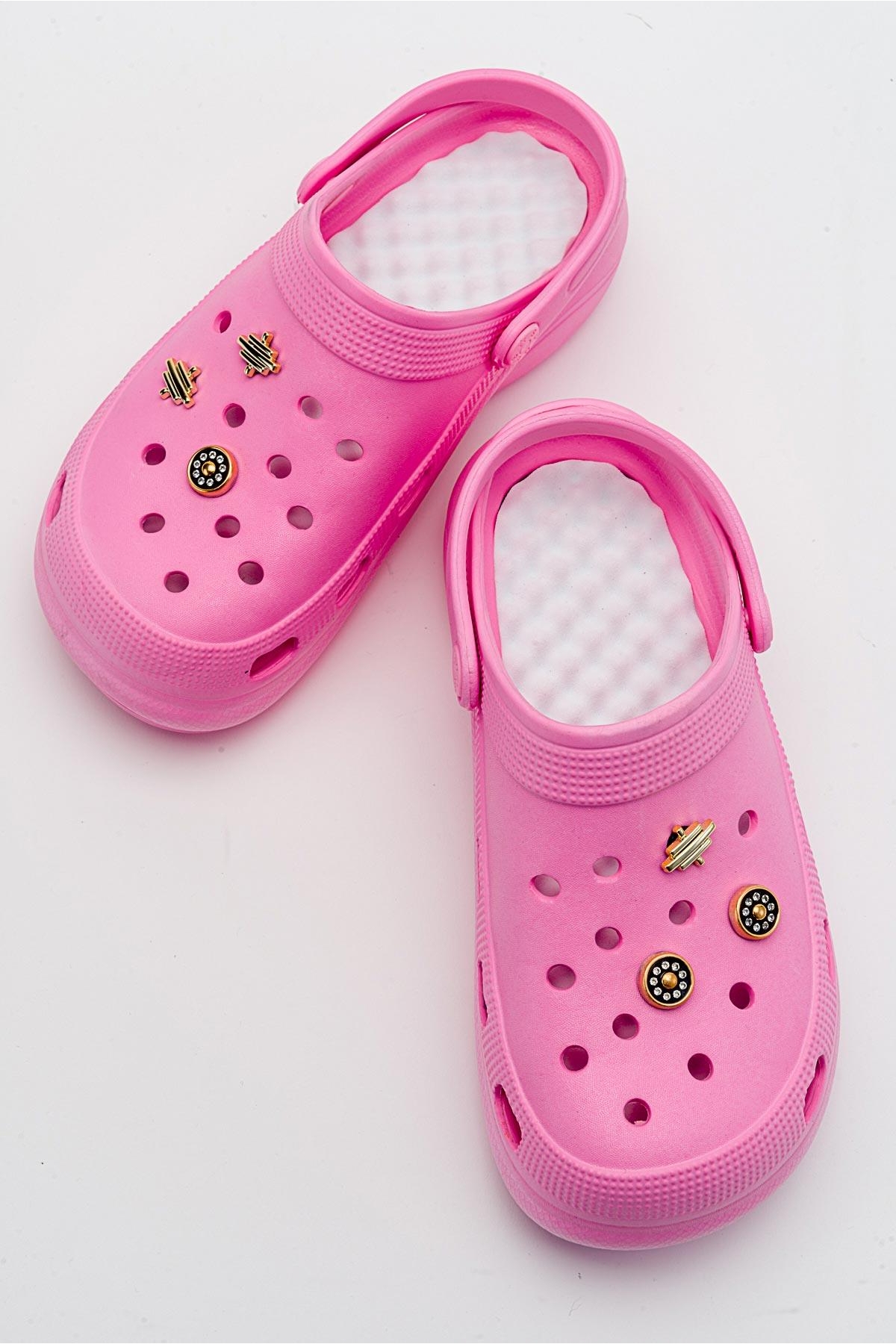 Aksesuarlı Kalın Taban Kadın Sabo Terlik PEMBE - Görsel 6