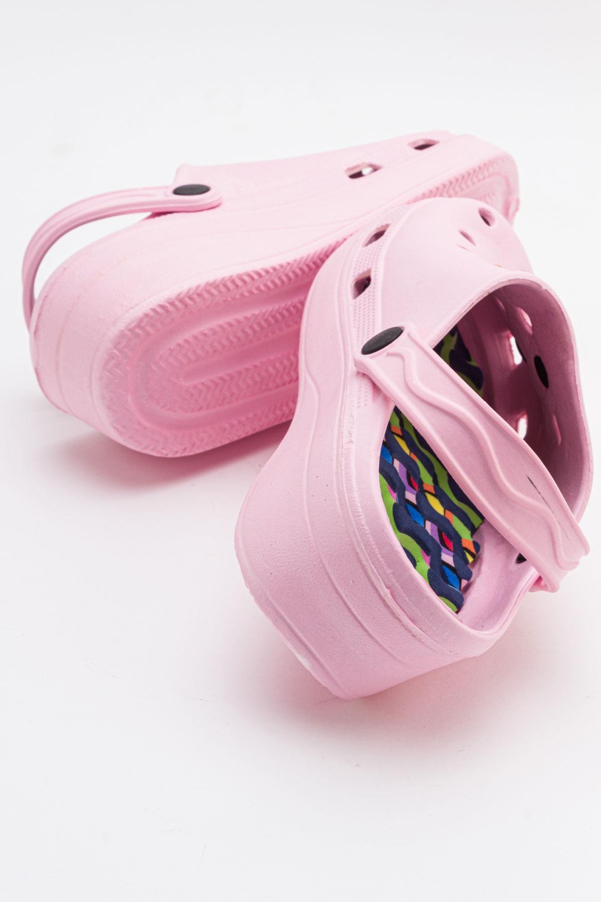 Aksesuarlı Kalın Taban Kadın Sabo Terlik PUDRA - Görsel 5