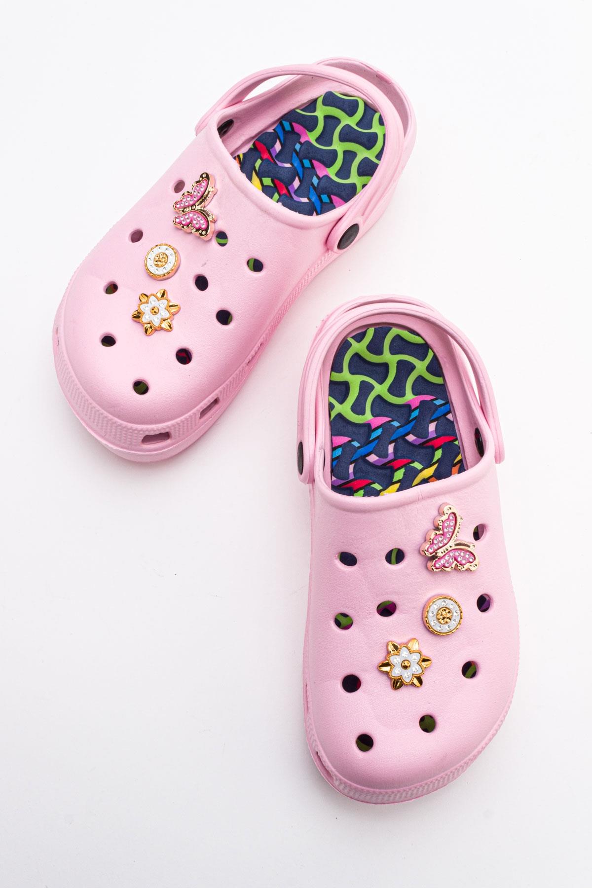 Aksesuarlı Kalın Taban Kadın Sabo Terlik PUDRA - Görsel 6