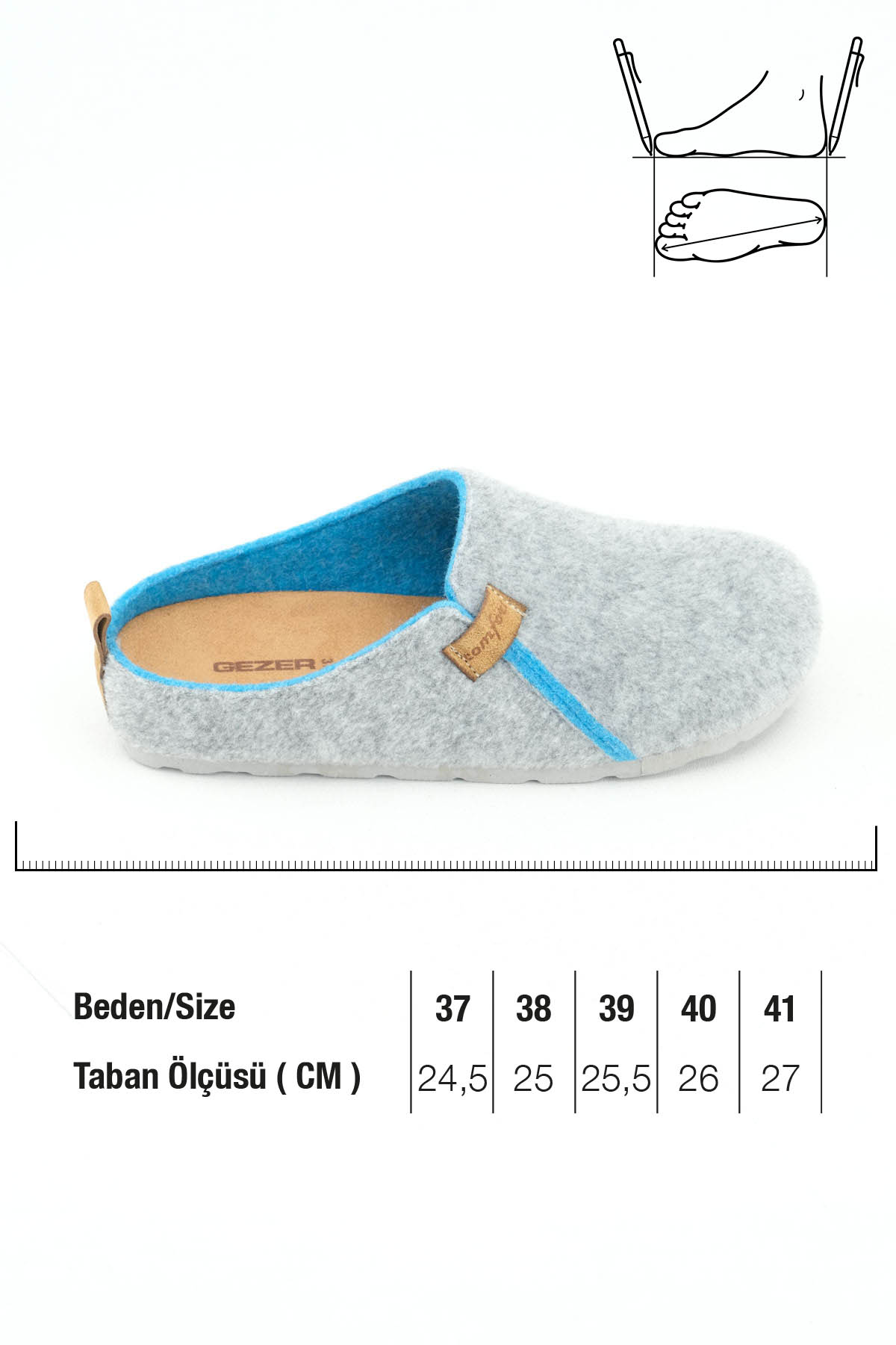 Kışlık Keçe Comfort Taban Kadın Ev Bahçe Terlik - Görsel 3