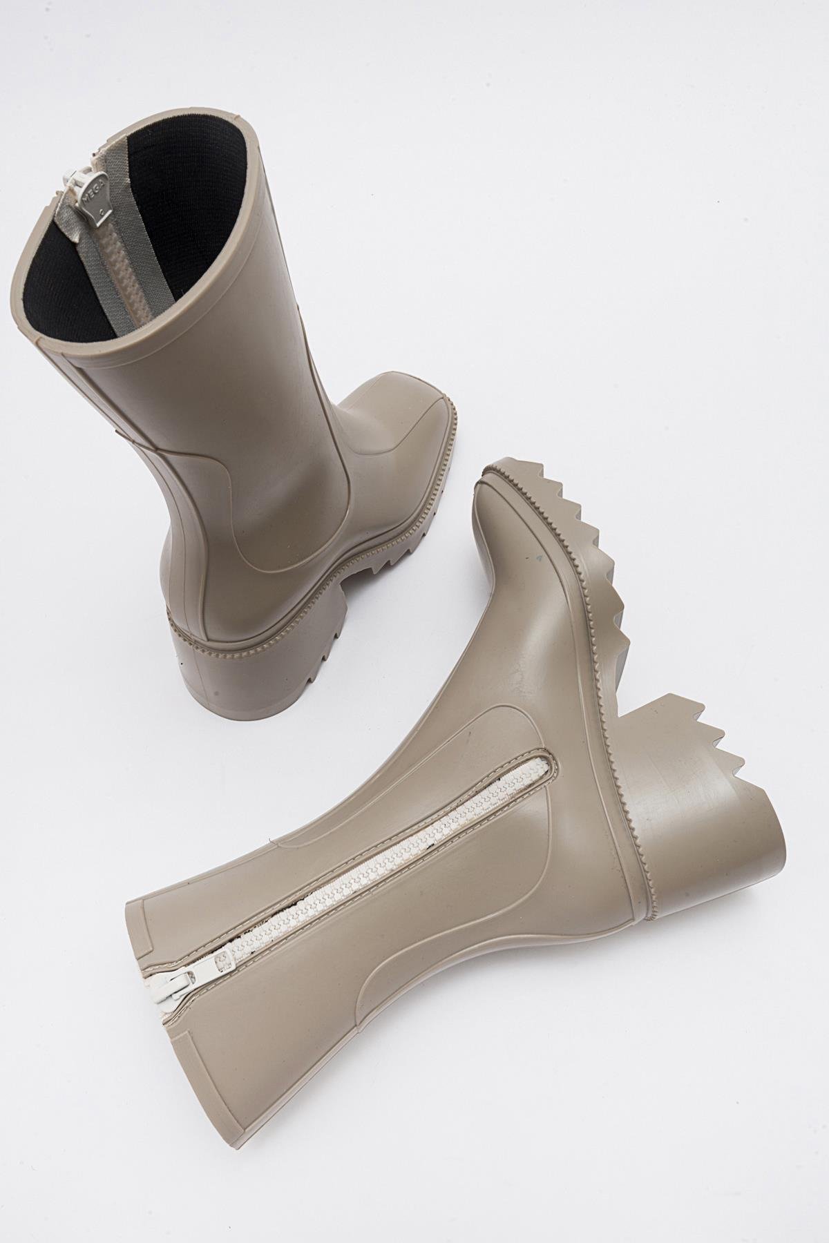 Kadın Fermuarlı Yağmur Botu VİZON - Görsel 4