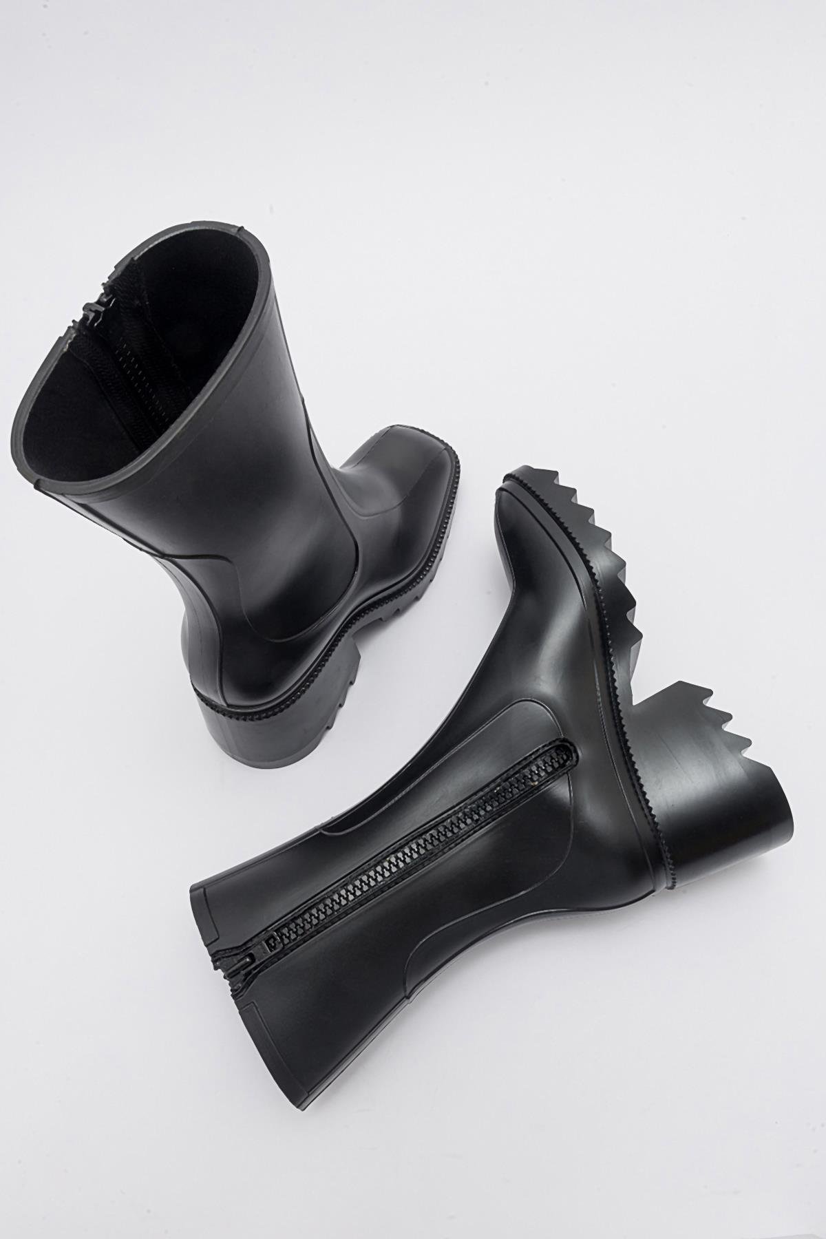 Kadın Fermuarlı Yağmur Botu SİYAH - Görsel 7