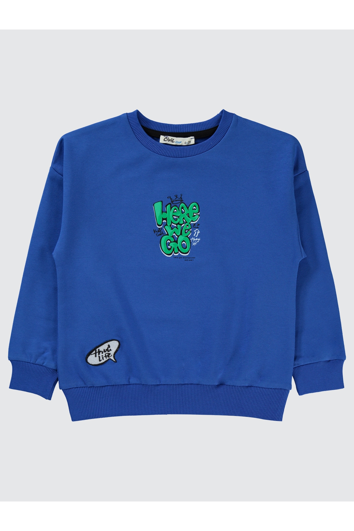 Erkek Çocuk Sweatshirt 6-9 Yaş Saks Mavisi