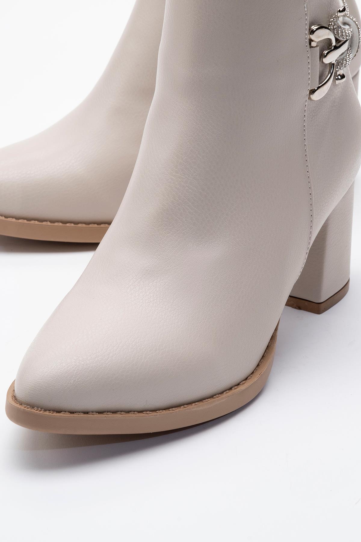 Kadın Taşlı Günlük Topuklu Ayakkabı TEN CİLT - Görsel 4