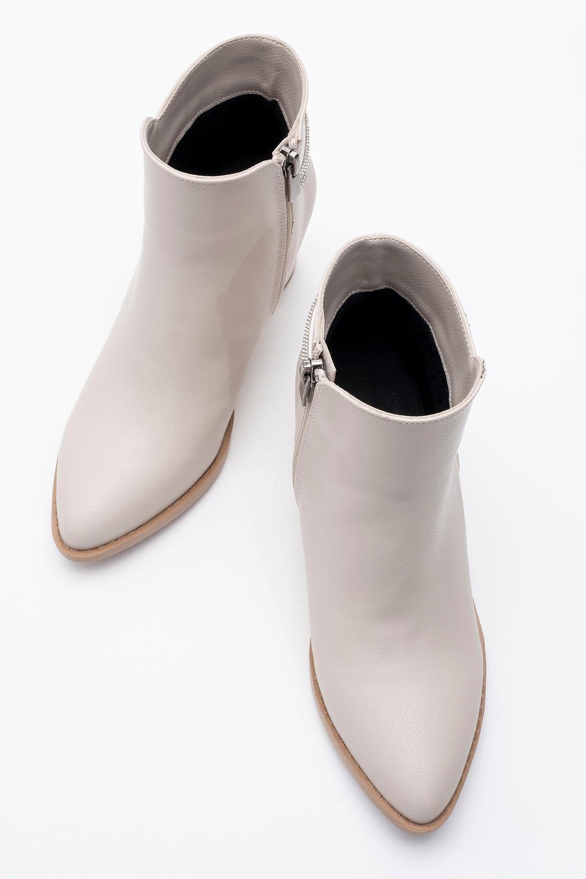 Kadın Taşlı Günlük Topuklu Ayakkabı TEN CİLT - Görsel 6