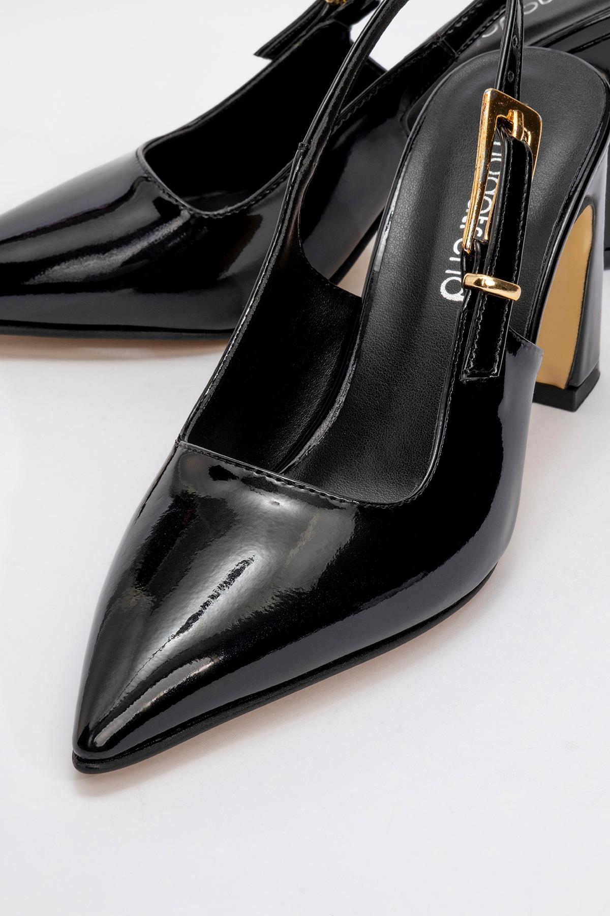 Kadın Tokalı Topuklu Ayakkabı SİYAH RUGAN - Görsel 4