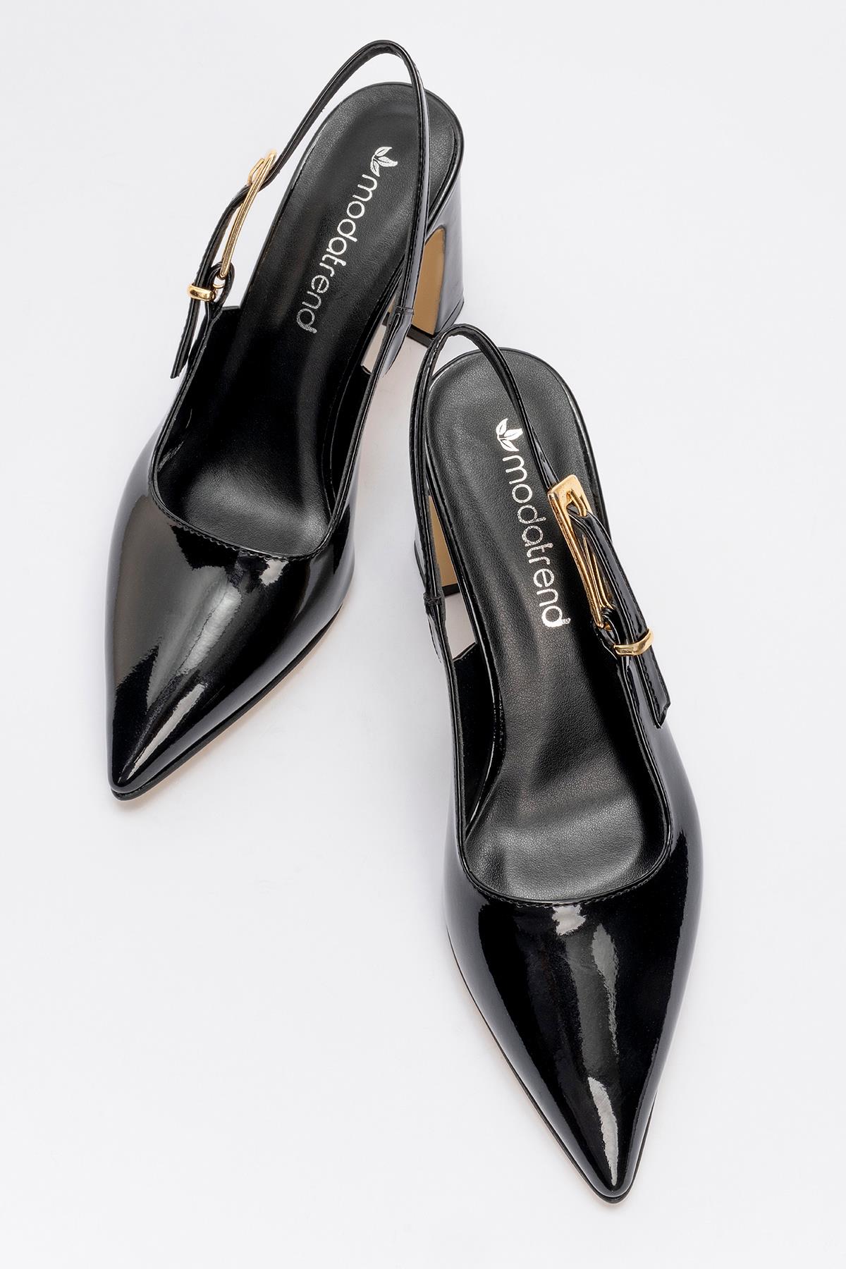 Kadın Tokalı Topuklu Ayakkabı SİYAH RUGAN - Görsel 6