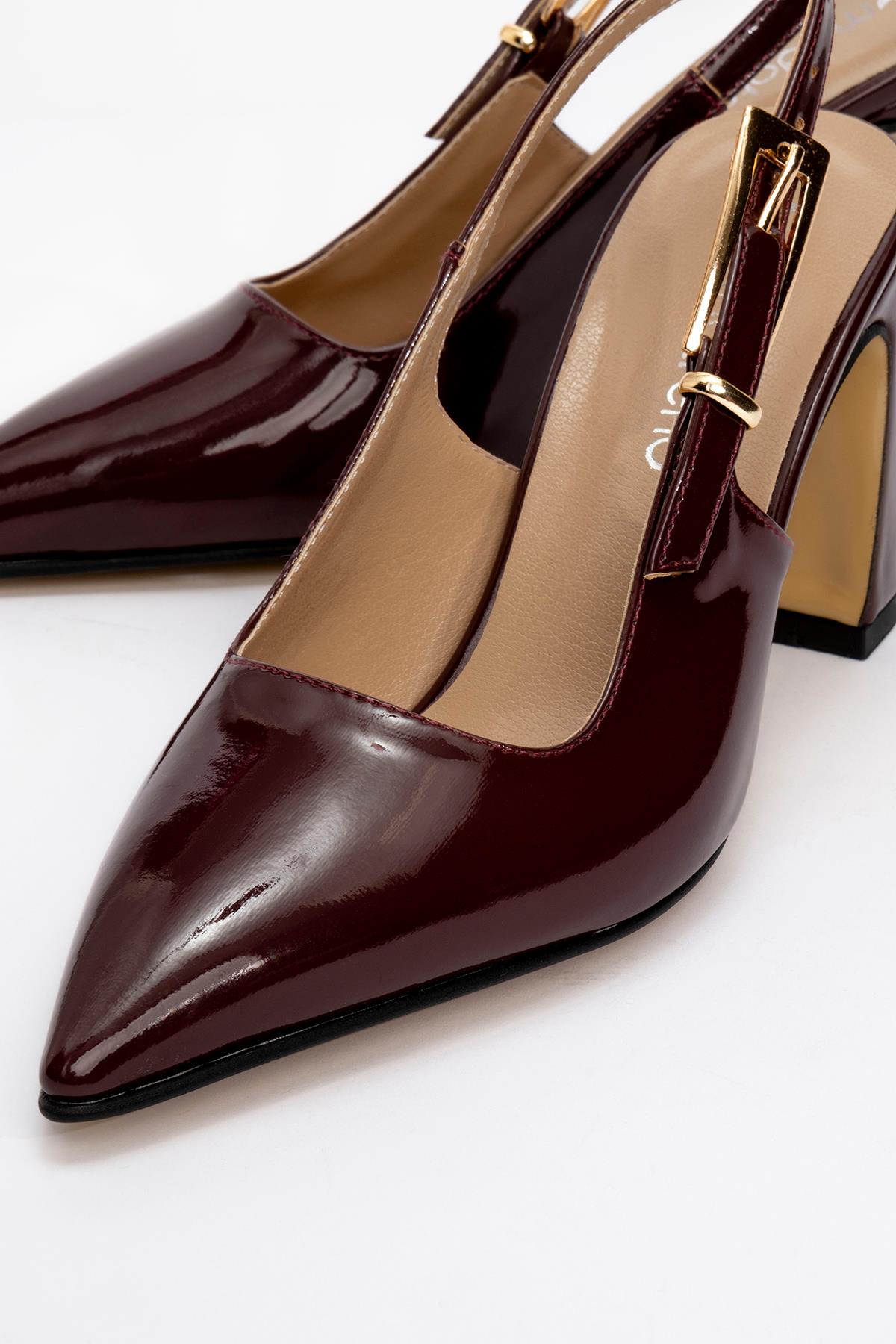Kadın Tokalı Topuklu Ayakkabı BORDO RUGAN - Görsel 4