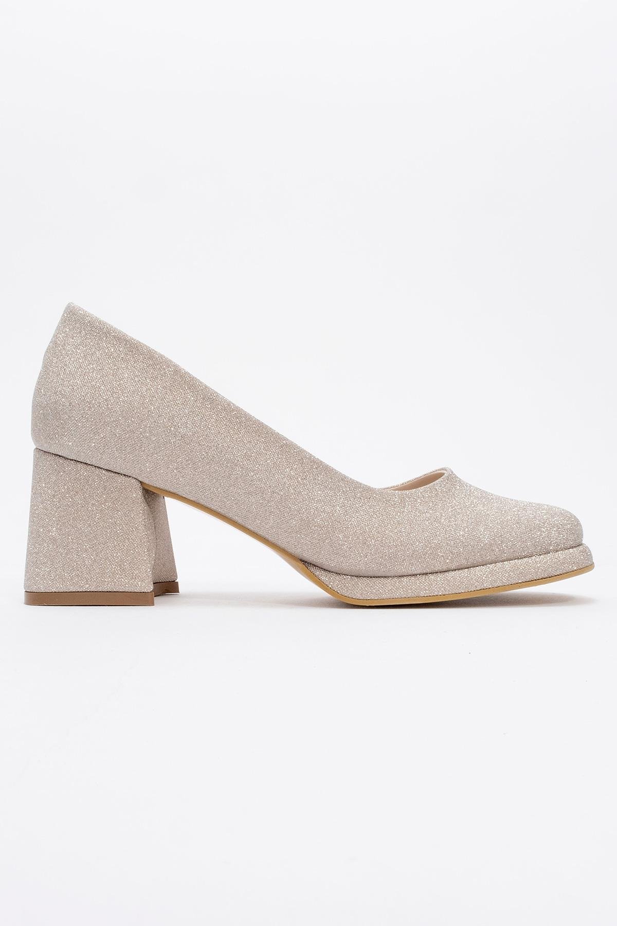 Kadın Taşlı Topuklu Ayakkabı ALTIN SİM - Görsel 3