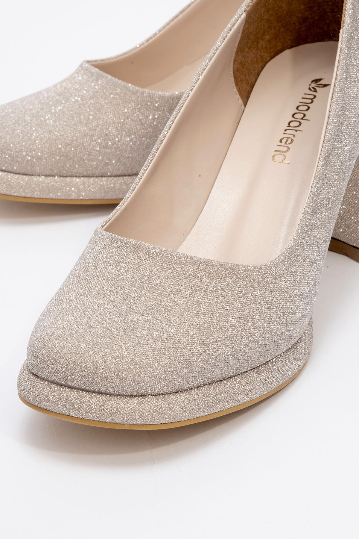 Kadın Taşlı Topuklu Ayakkabı ALTIN SİM - Görsel 4