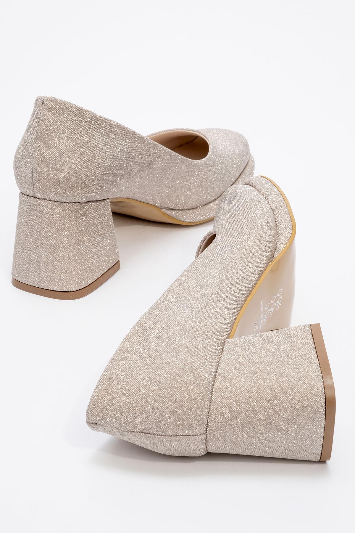 Kadın Taşlı Topuklu Ayakkabı ALTIN SİM - Görsel 5