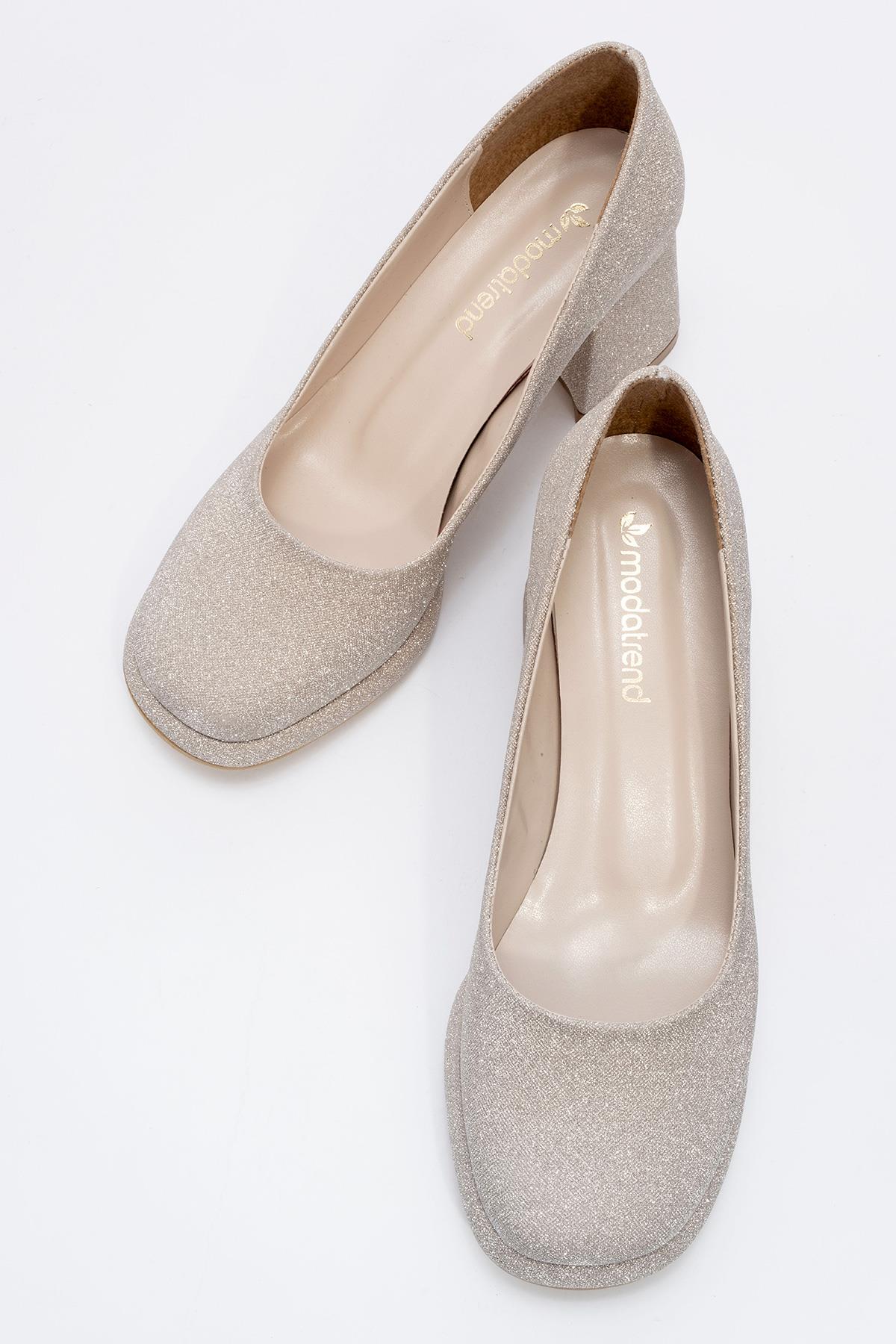 Kadın Taşlı Topuklu Ayakkabı ALTIN SİM - Görsel 6