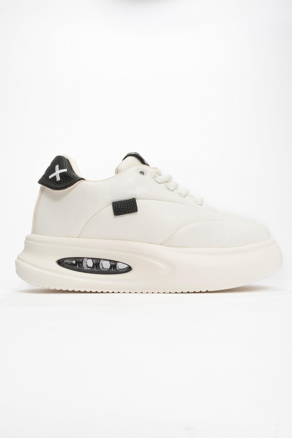 Bağcıklı Kadın Spor Ayakkabı BEYAZ SİYAH - Görsel 3