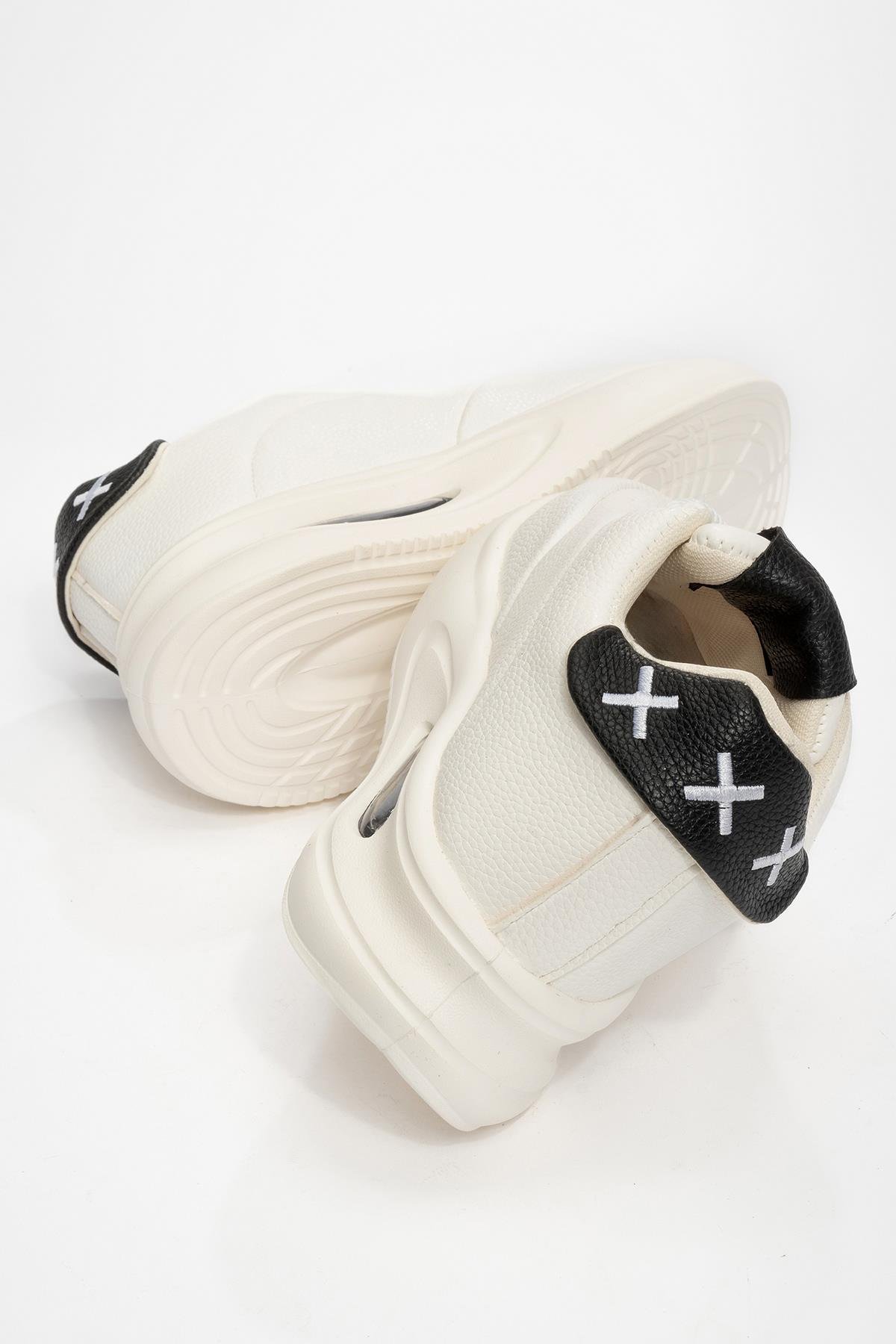 Bağcıklı Kadın Spor Ayakkabı BEYAZ SİYAH - Görsel 5