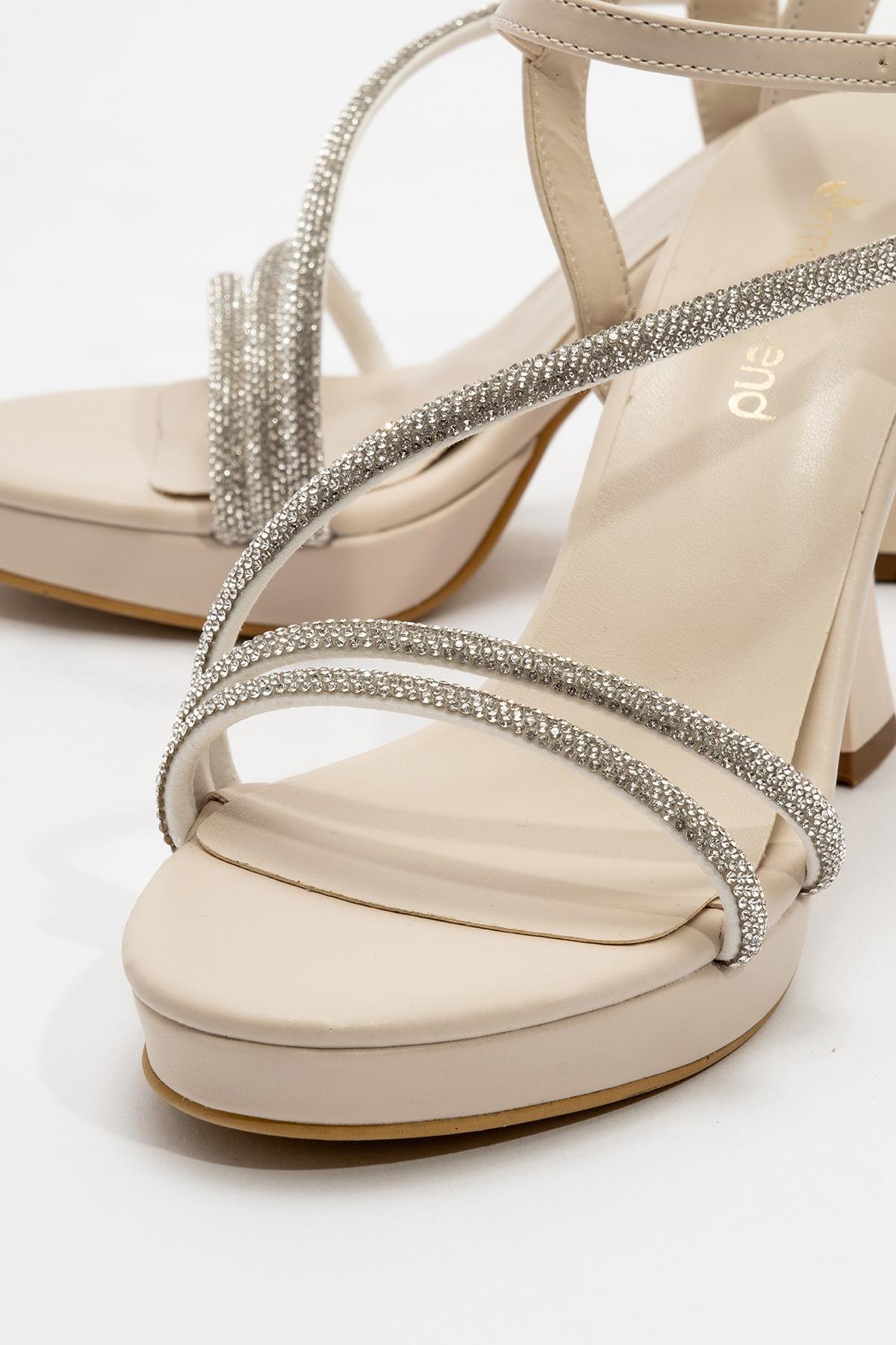 Kadın Taşlı Topuklu Ayakkabı TEN CİLT - Görsel 4