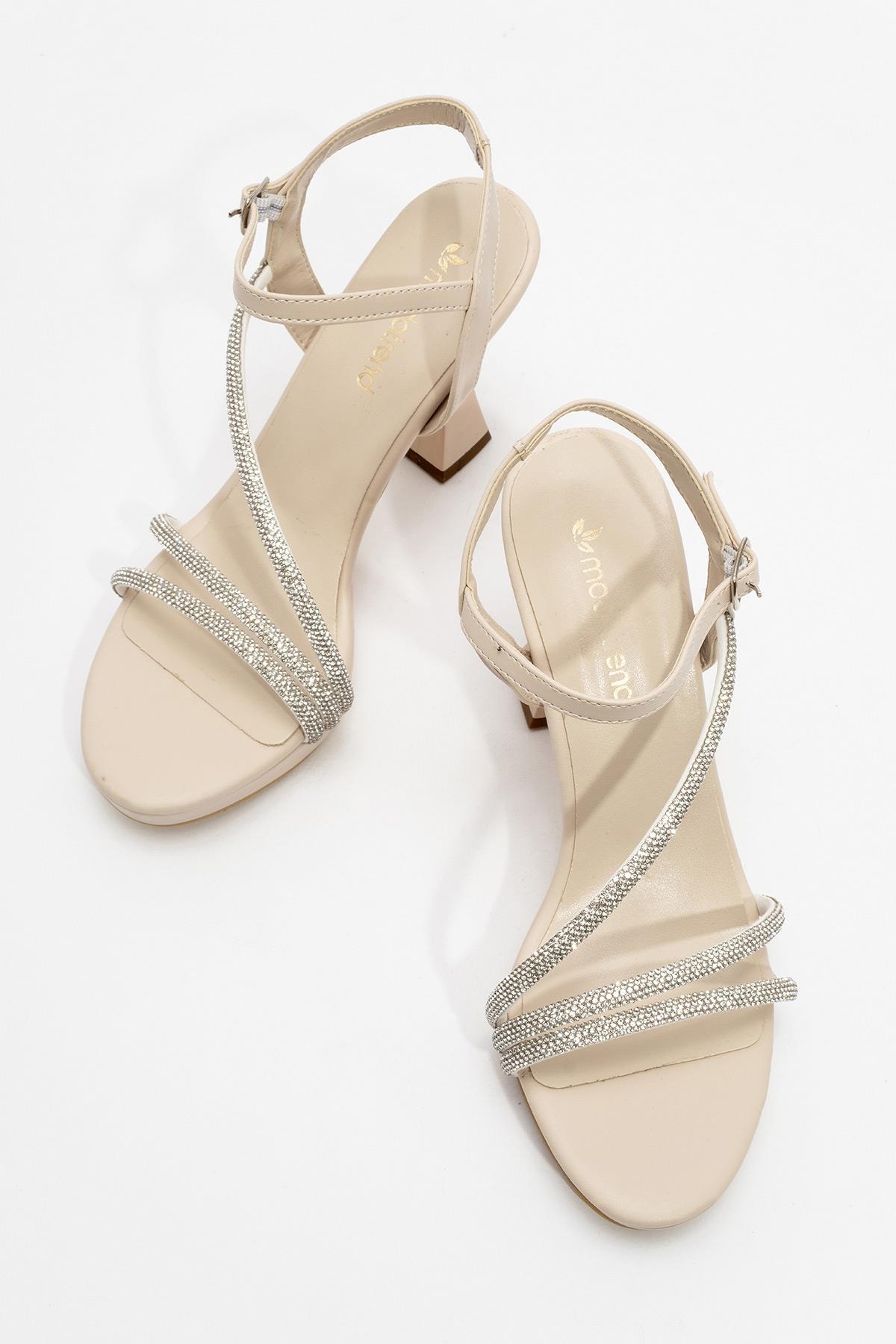 Kadın Taşlı Topuklu Ayakkabı TEN CİLT - Görsel 6