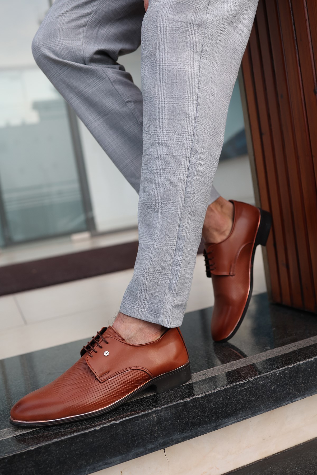 Erkek Taba Cilt Damatlık ve Günlük Kullanım Neolitik Rahat Klasik Ayakkabı 573-1 - Görsel 3