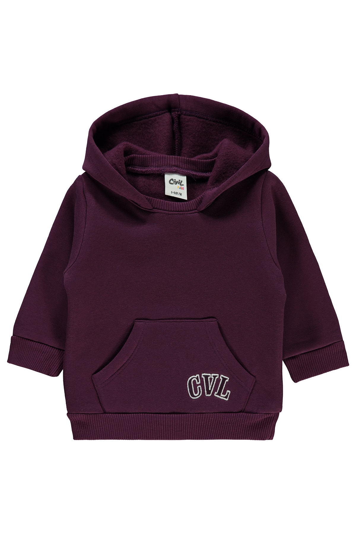 Kız Bebek Kapüşonlu Sweatshirt 6-18 Ay  Pancar Moru