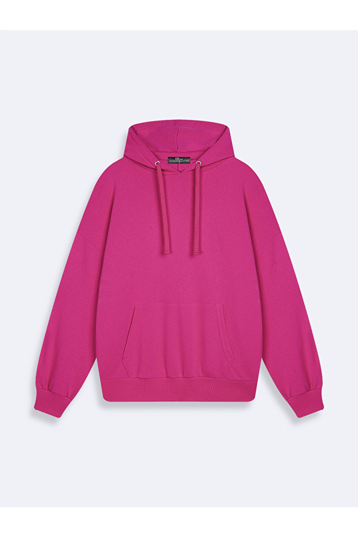 Sırtı Baskılı Kapüşonlu Fermuarsız Oversıze Fit Pembe Sweatshırt