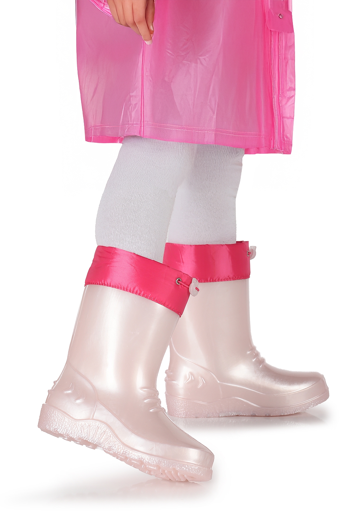 Linze Sedefli Su Geçirmez Kız Çocuk Yağmur Çizmesi Pudra - Görsel 2