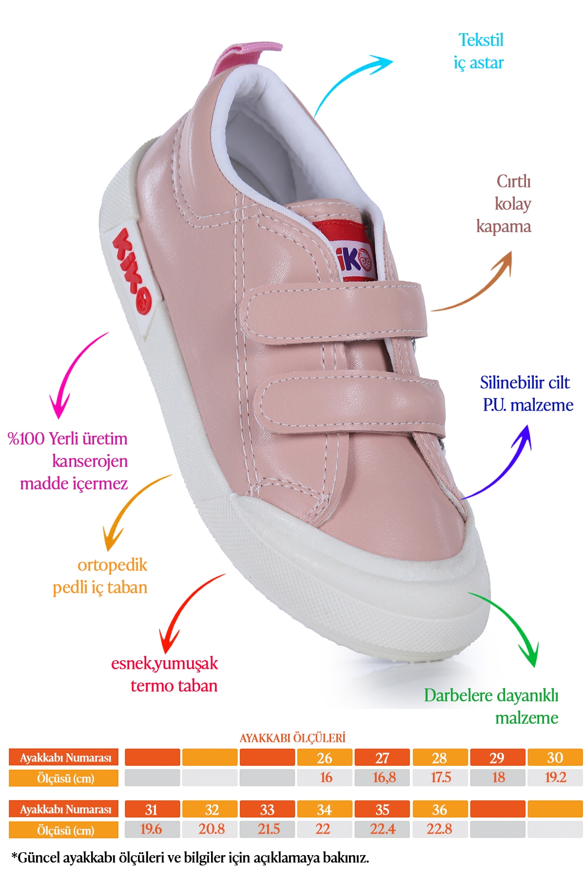 Suba Cırtlı Termo Taban Kız Çocuk Günlük Spor Ayakkabı Pudra - Görsel 3