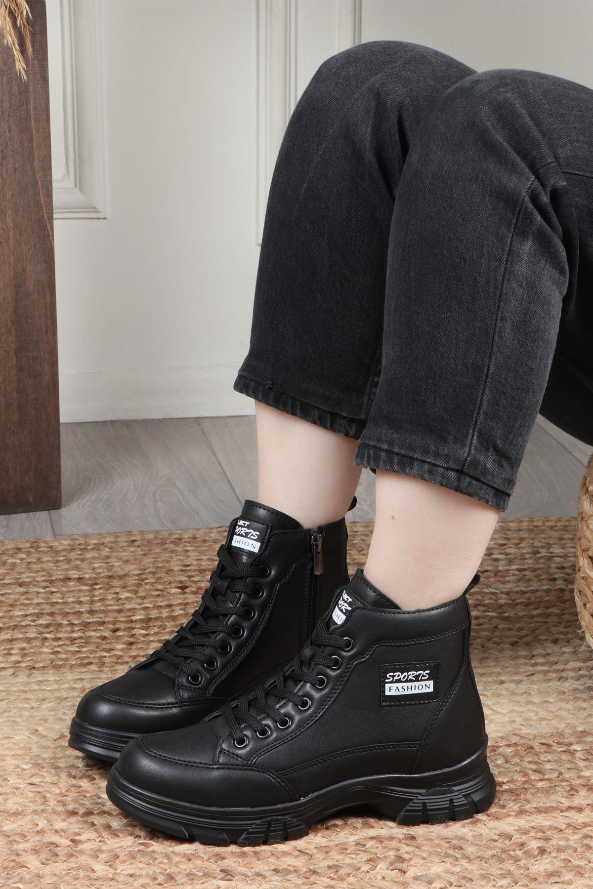 4222 Sıcak Astar Kaymaz Taban Kadın Bot - Görsel 4