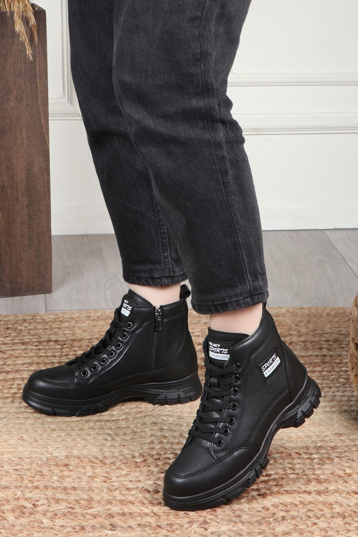 4222 Sıcak Astar Kaymaz Taban Kadın Bot - Görsel 5