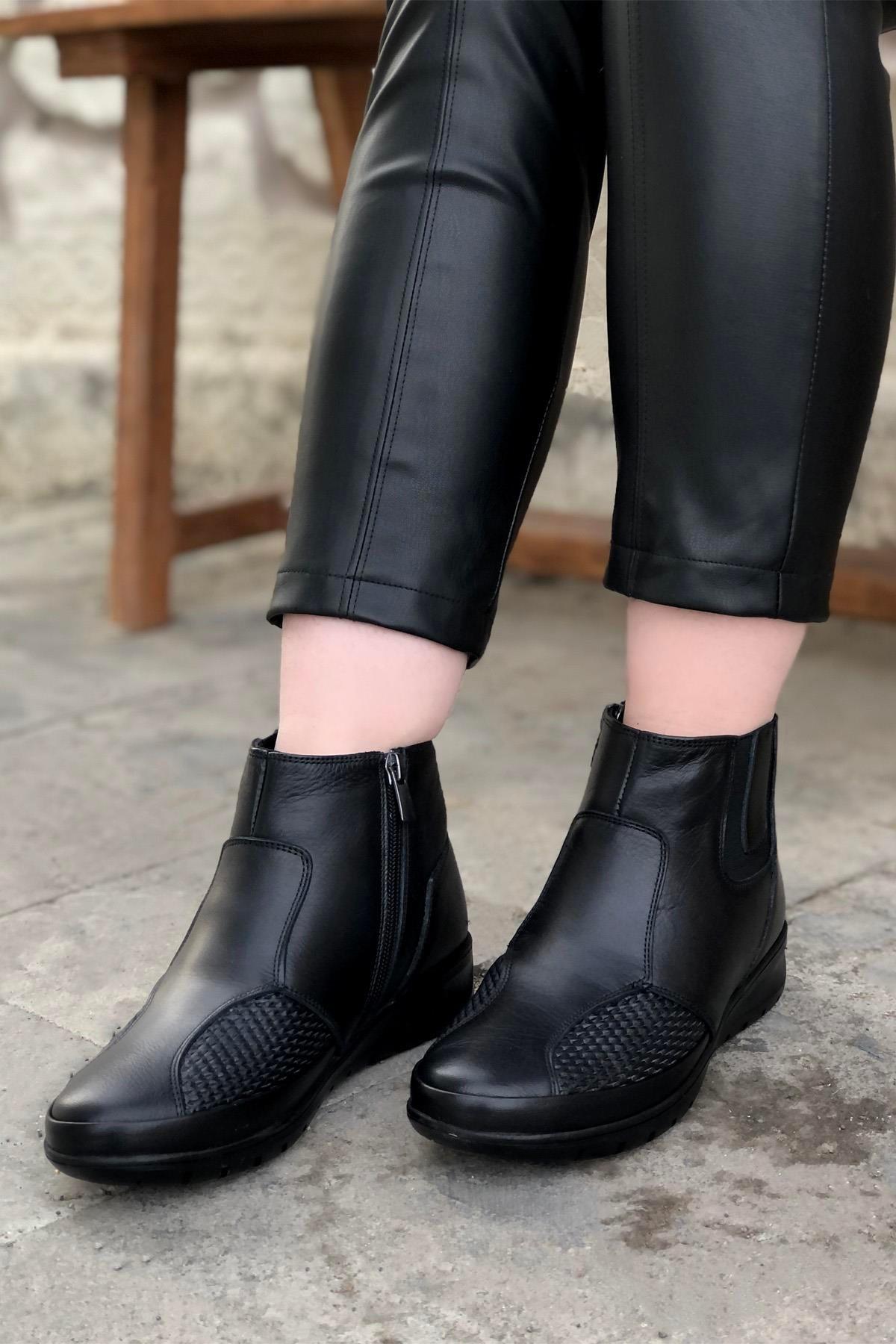 7690 Kadın Termo Taban Hakiki Deri Anne Bot - Görsel 4