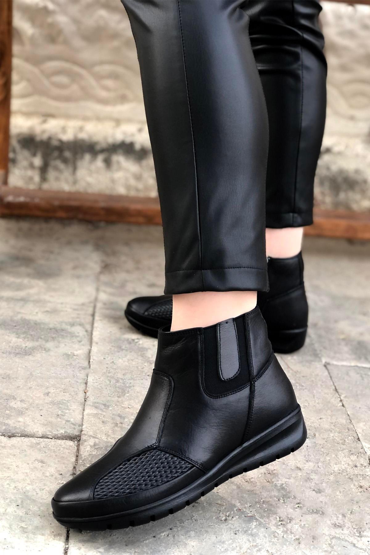 7690 Kadın Termo Taban Hakiki Deri Anne Bot - Görsel 5